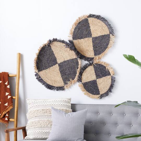 Set of 3 Brown Wood Boho Style Wall Decor 29", 21", 25"